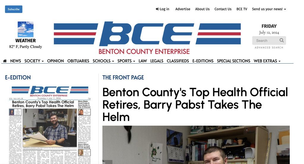 Screenshot of the Benton County Enterprise website