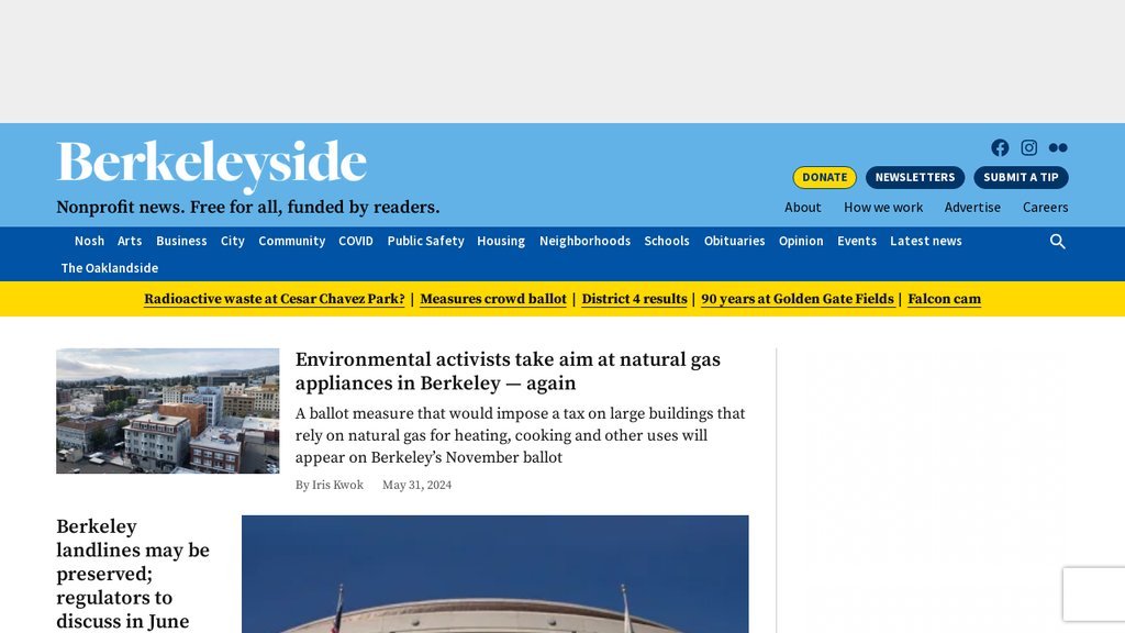 Screenshot of the Berkeleyside website