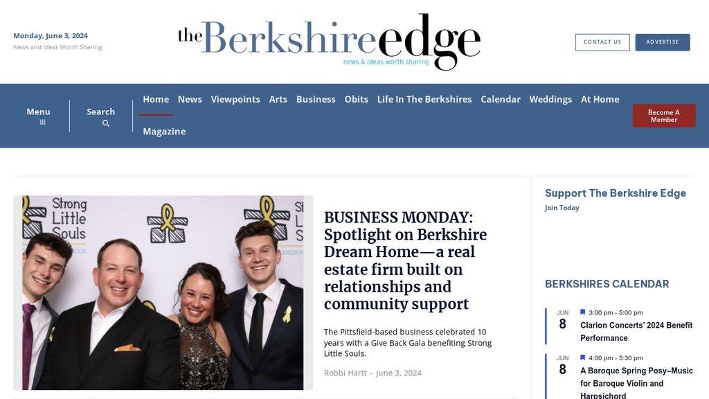 Screenshot of the Berkshire Edge, The website