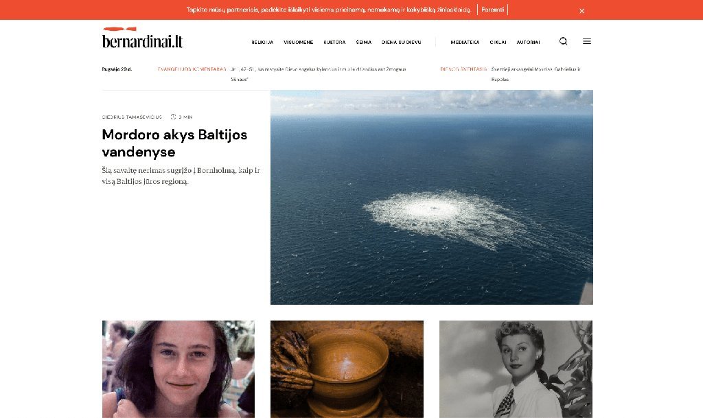 Screenshot of the Bernardinai.lt website