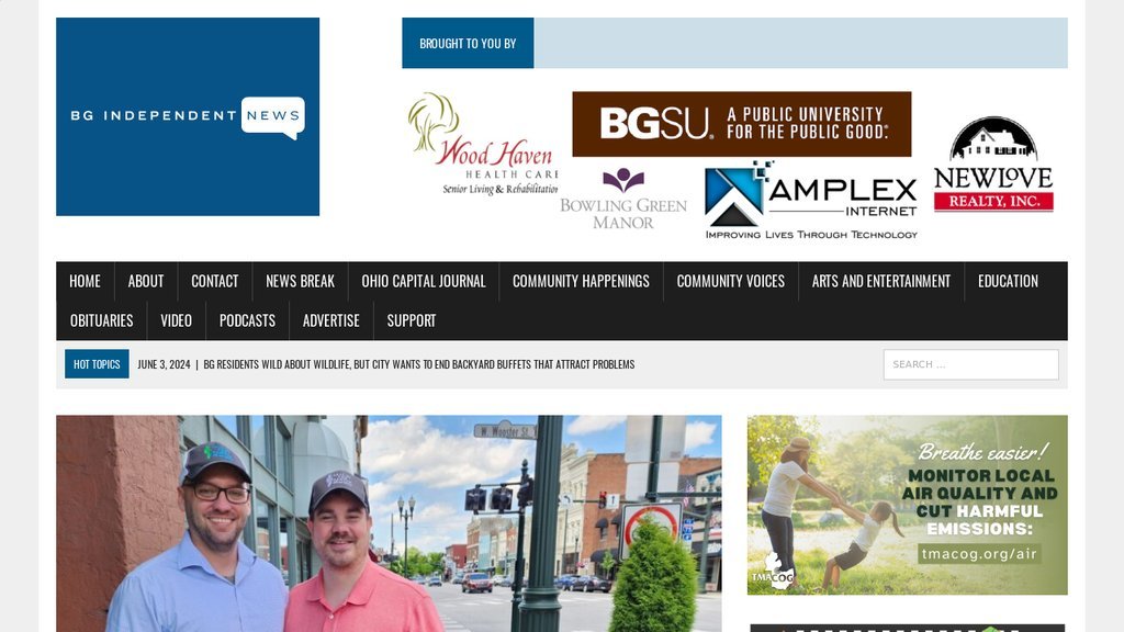Screenshot of the BG Independent News website