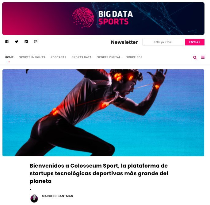 Screenshot of the Big Data Sports website