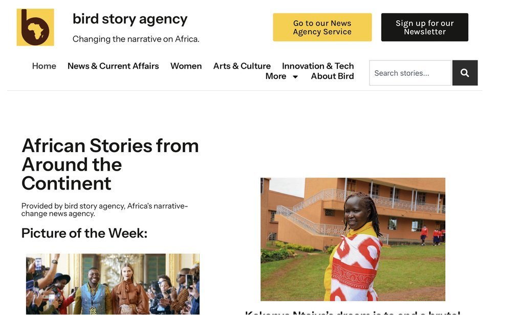 Screenshot of the Bird Story Agency website