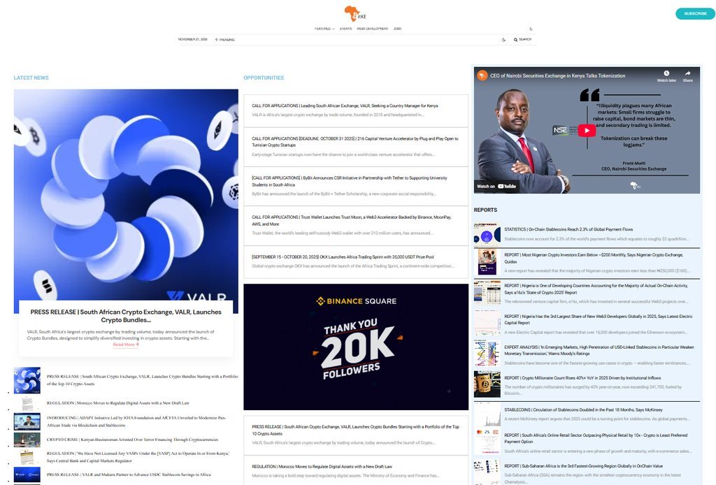 Screenshot of the BitKE (BitcoinKE) website