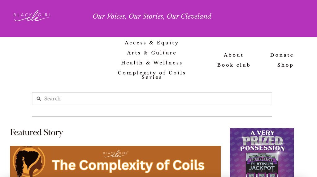Screenshot of the Black Girl in the CLE website