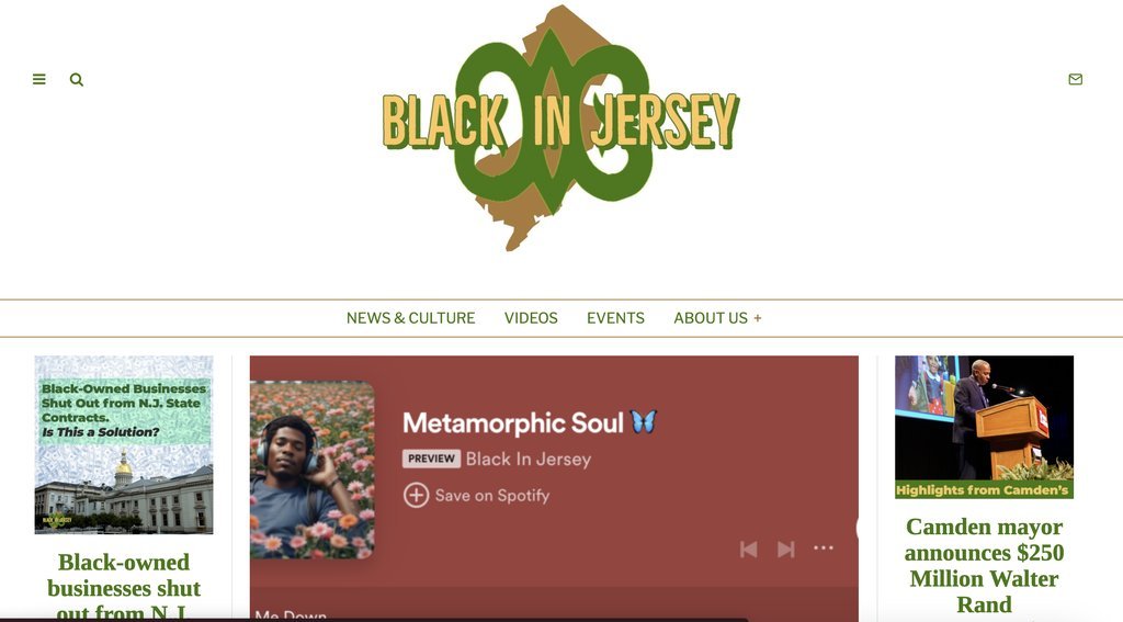 Screenshot of the Black in New Jersey website