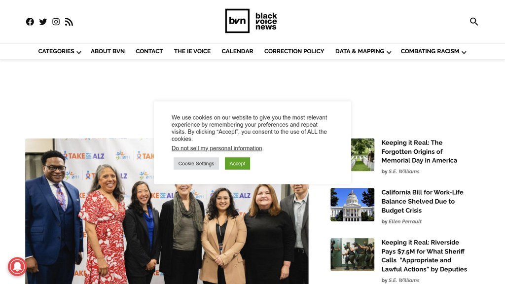 Screenshot of the Black Voice News website