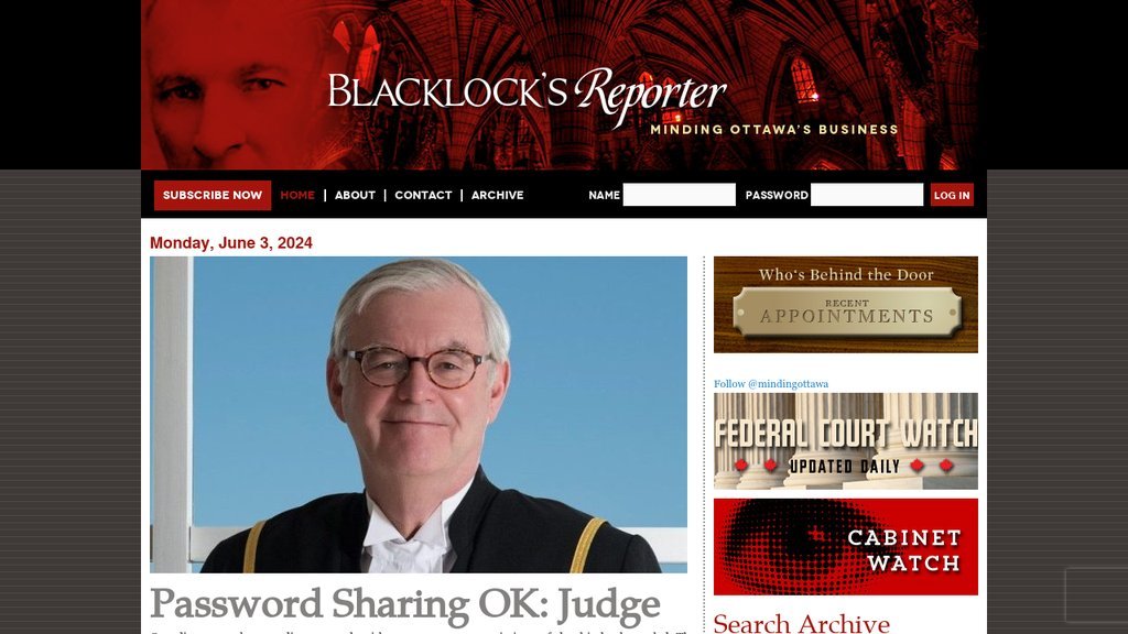 Screenshot of the Blacklock’s Reporter website