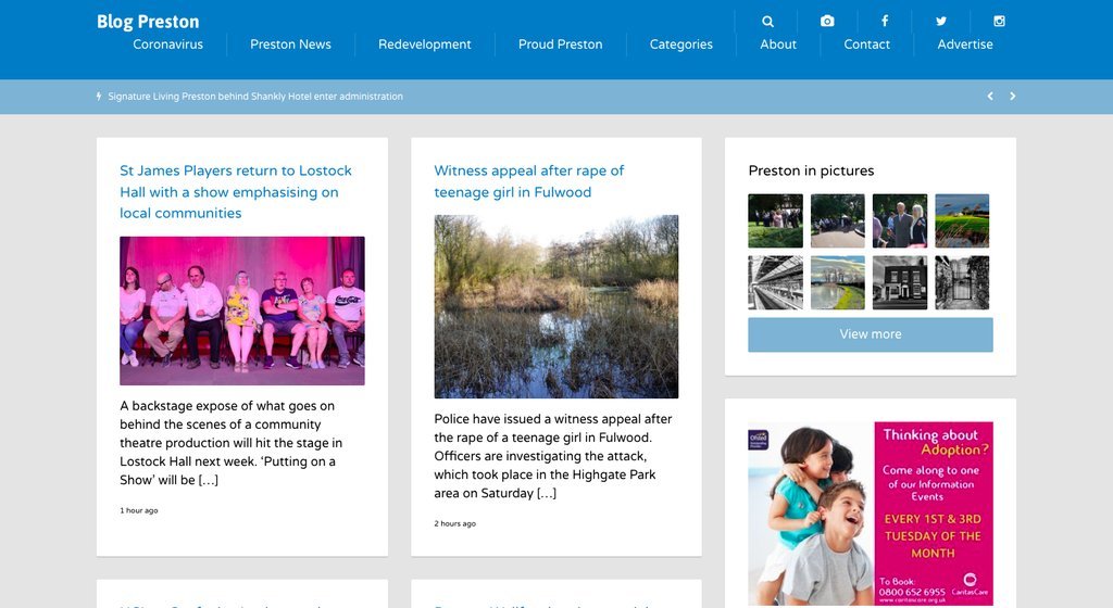 Screenshot of the Blog Preston website