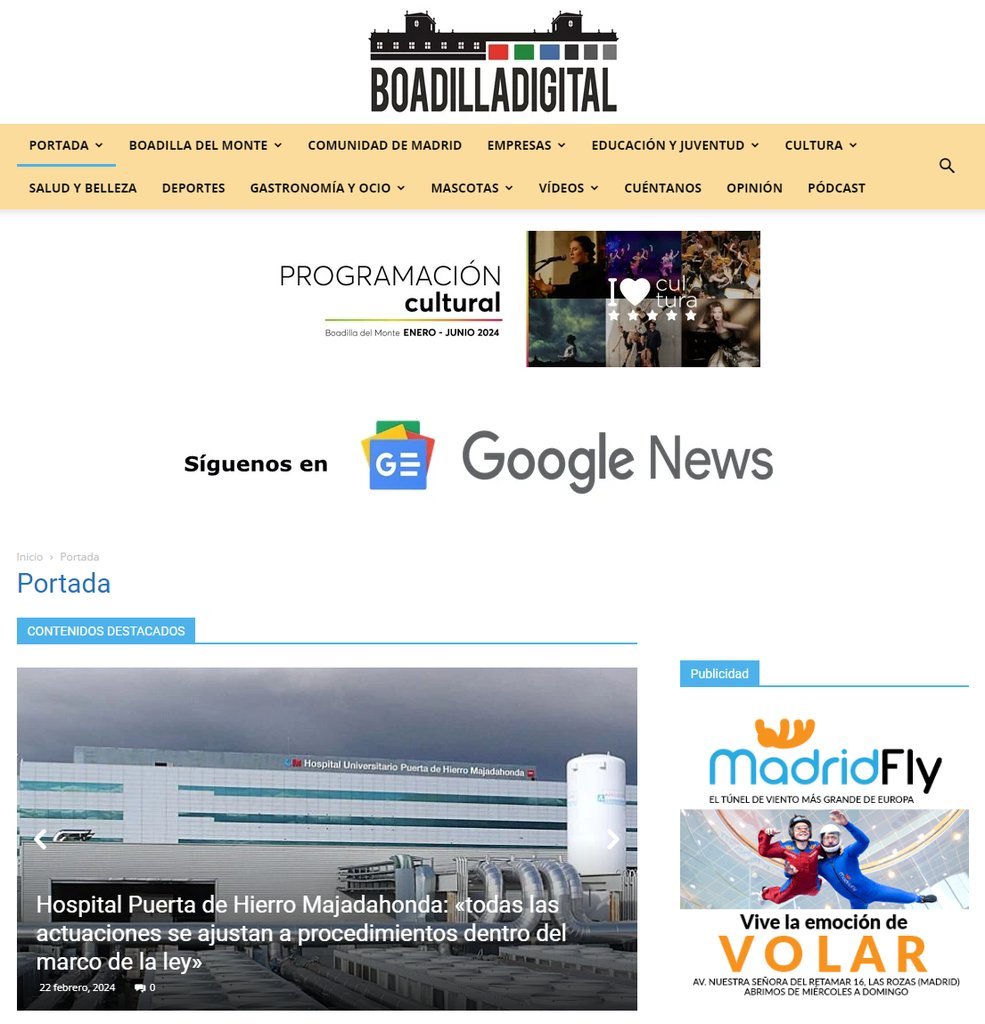 Screenshot of the Boadilla Digital website