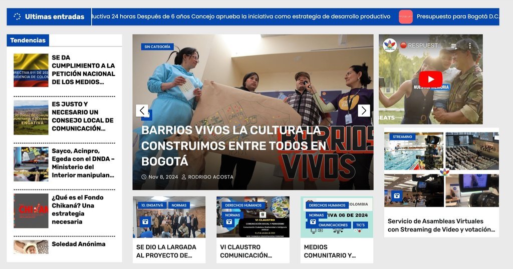 Screenshot of the Bogota Social website