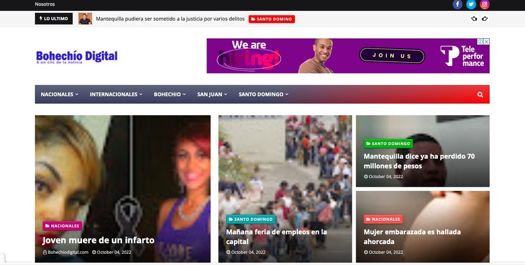 Screenshot of the Bohechio Digital website