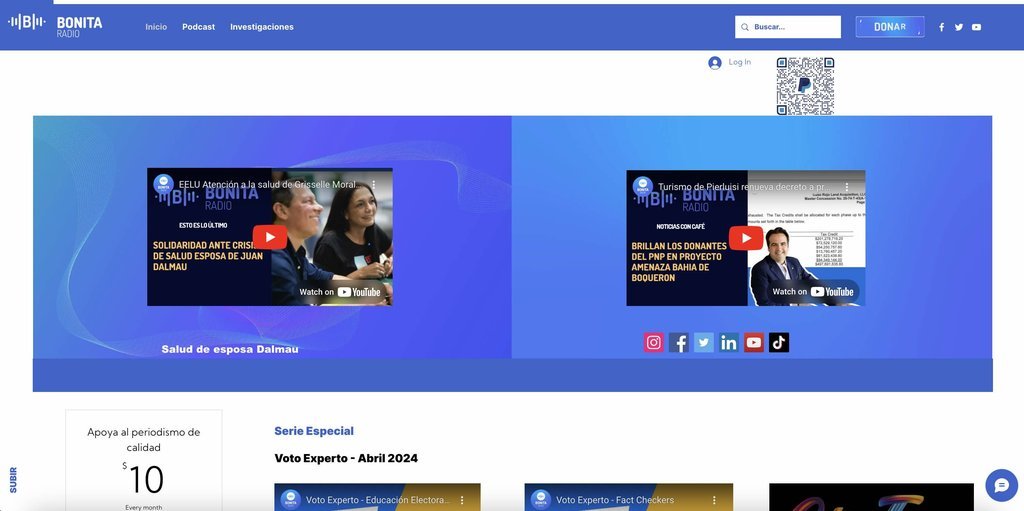 Screenshot of the Bonita Radio website