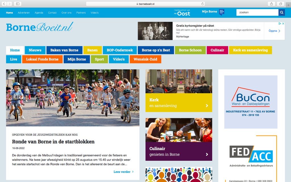 Screenshot of the BorneBoeit website