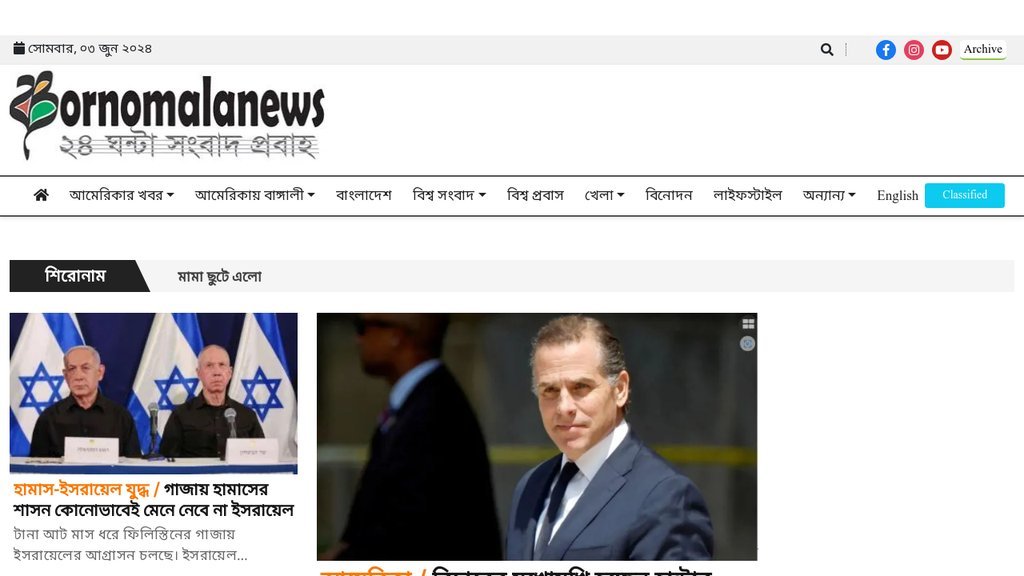 Screenshot of the BORNOMALANEWS.COM website