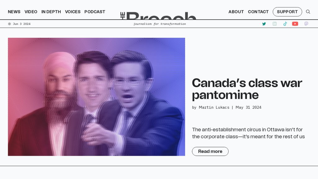 Screenshot of the Breach Media, The website