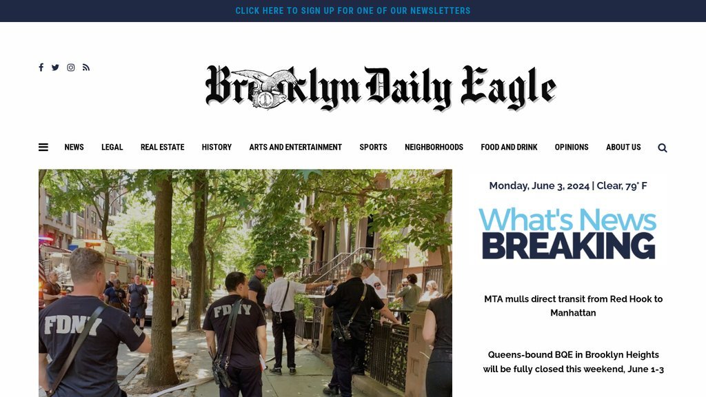 Screenshot of the Brooklyn Eagle website