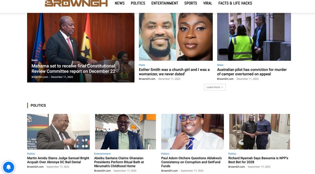 Screenshot of the Browngh website