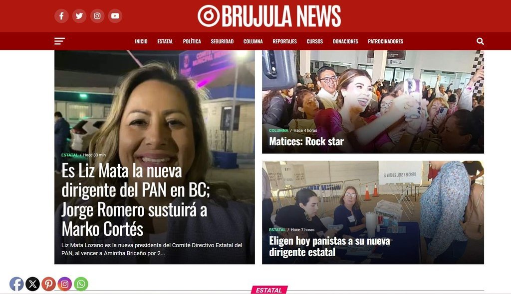 Screenshot of the Brujula News website