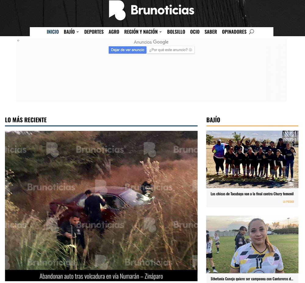 Screenshot of the Brunoticias website