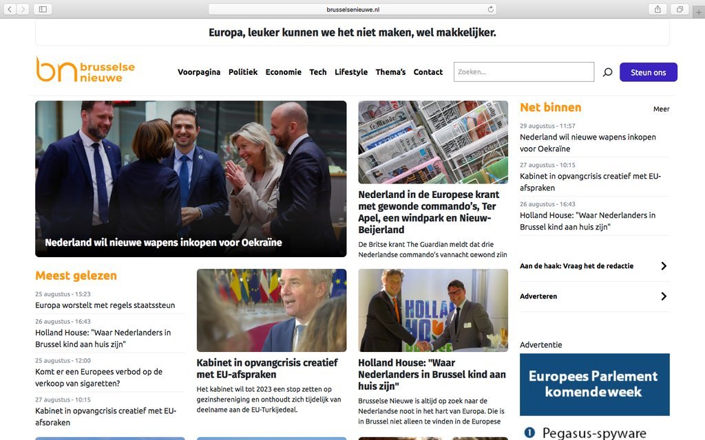 Screenshot of the Brusselse Nieuwe website