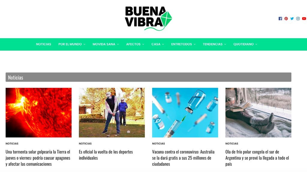 Screenshot of the Buena Vibra website