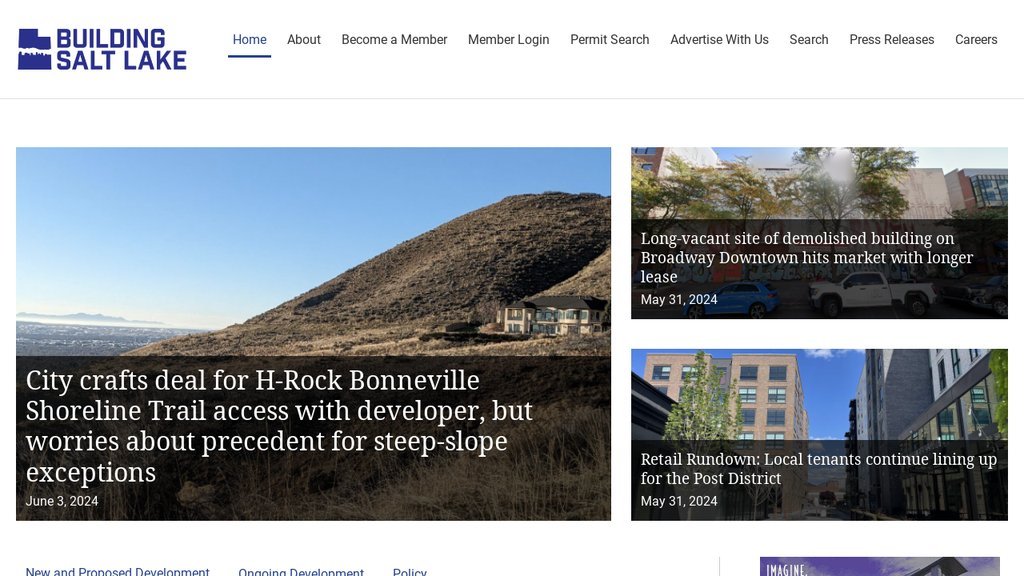 Screenshot of the Building Salt Lake website