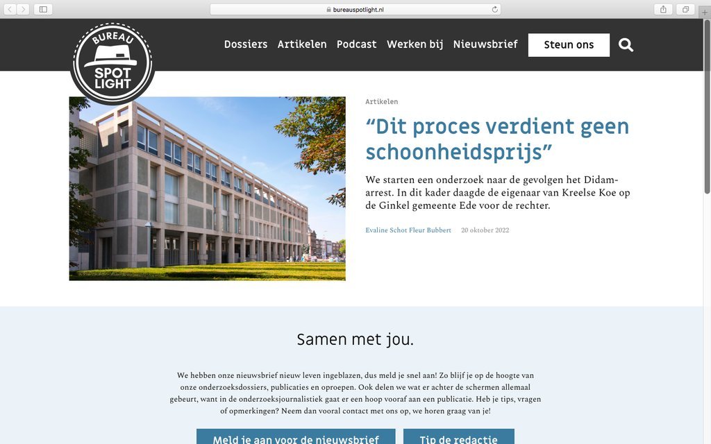 Screenshot of the Bureau Spotlight website