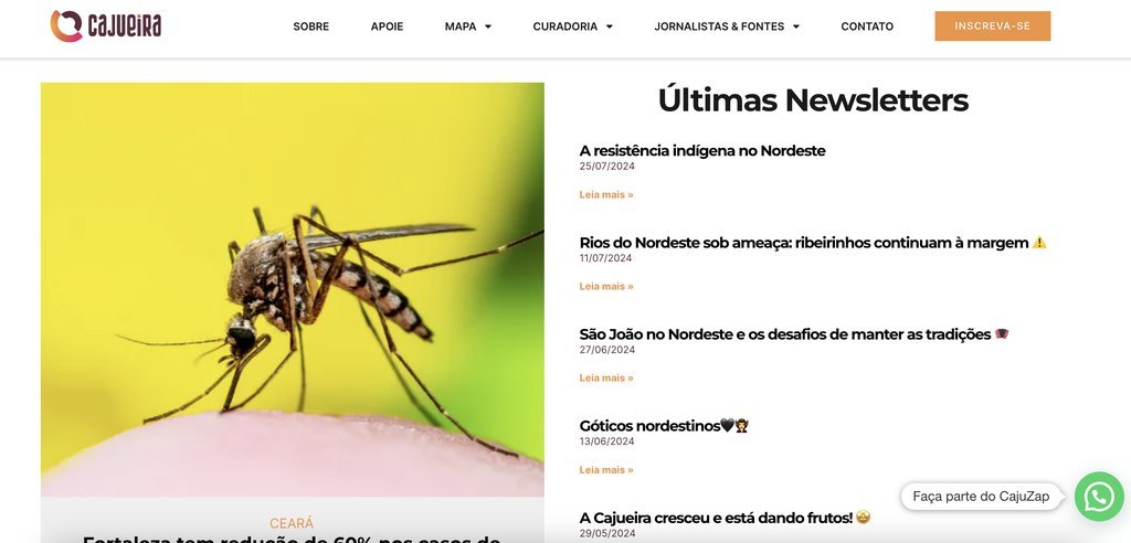 Screenshot of the Cajueira website