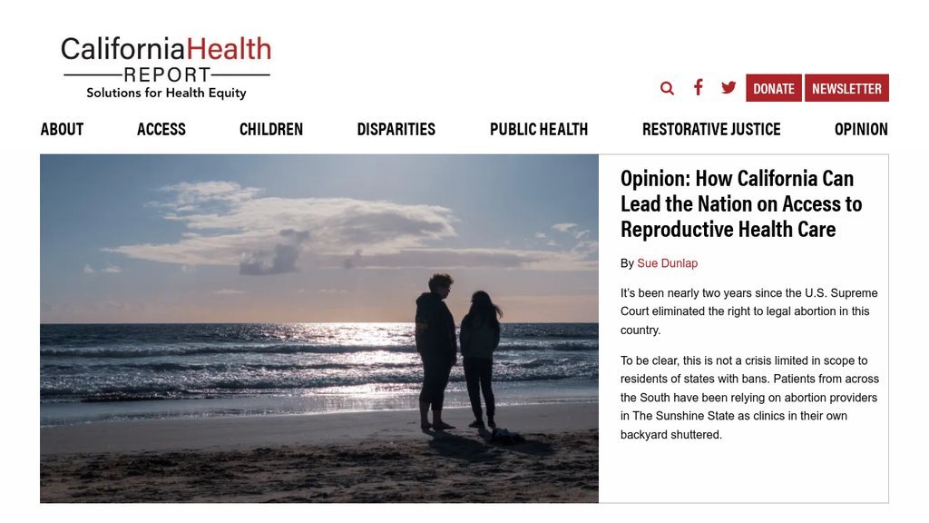 Screenshot of the California Health Report website