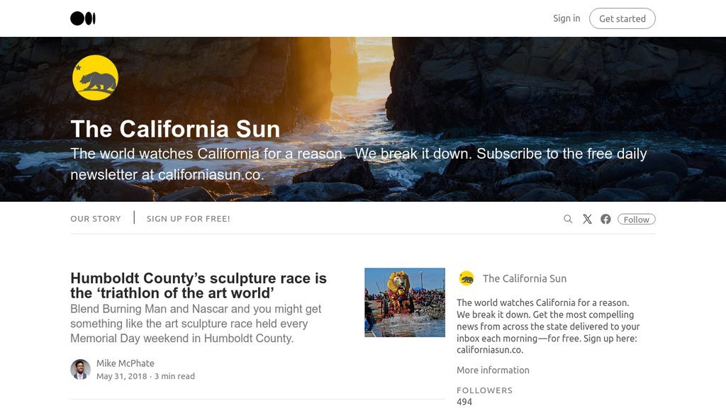Screenshot of the California Sun website
