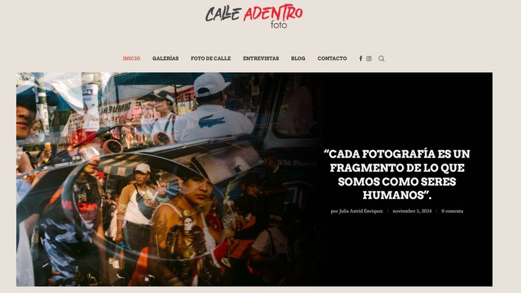 Screenshot of the Calle Adentro website