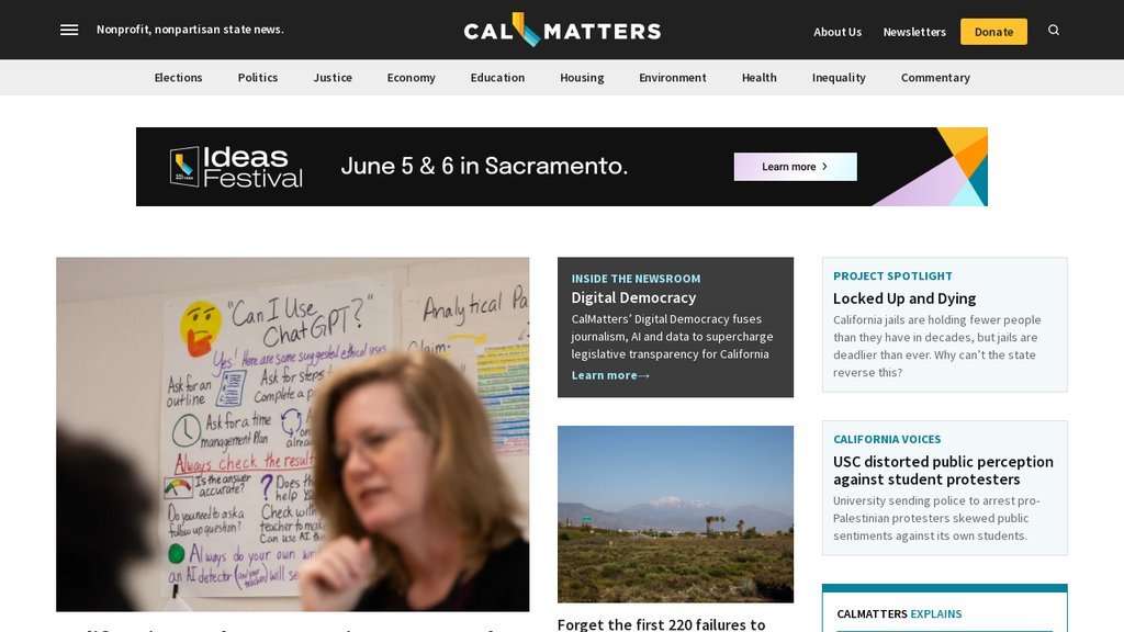 Screenshot of the CalMatters website