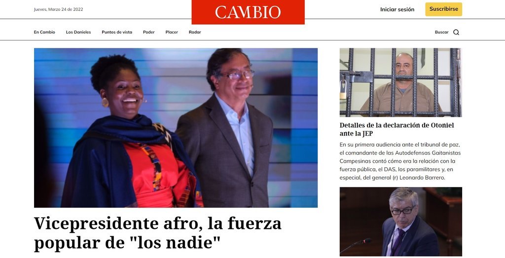 Screenshot of the Cambio website