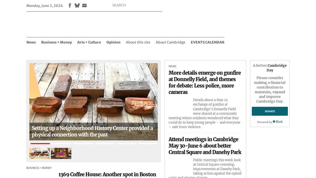 Screenshot of the Cambridge Day website