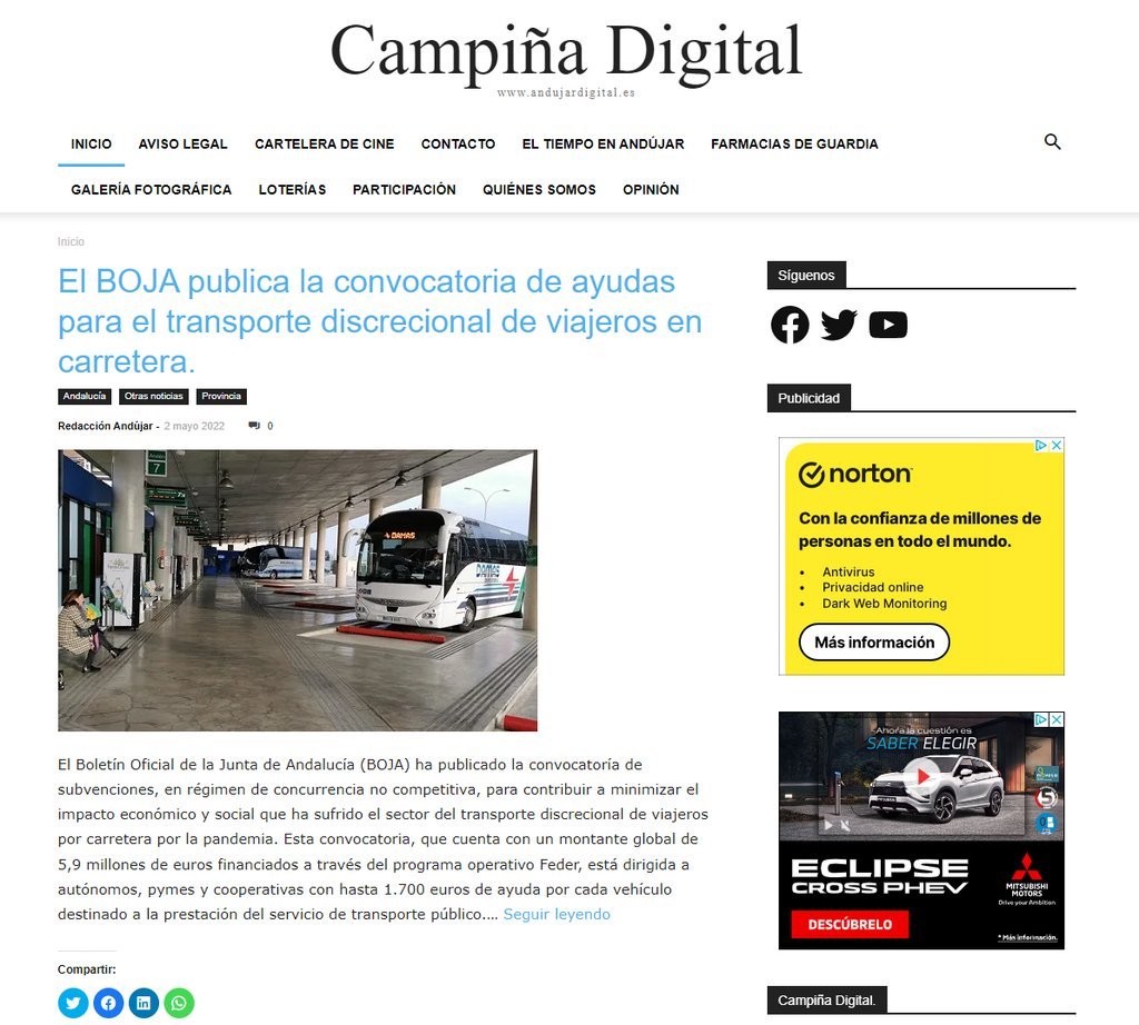 Screenshot of the Campina Digital website