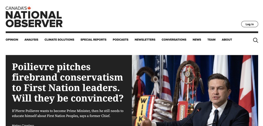Screenshot of the Canada's National Observer website
