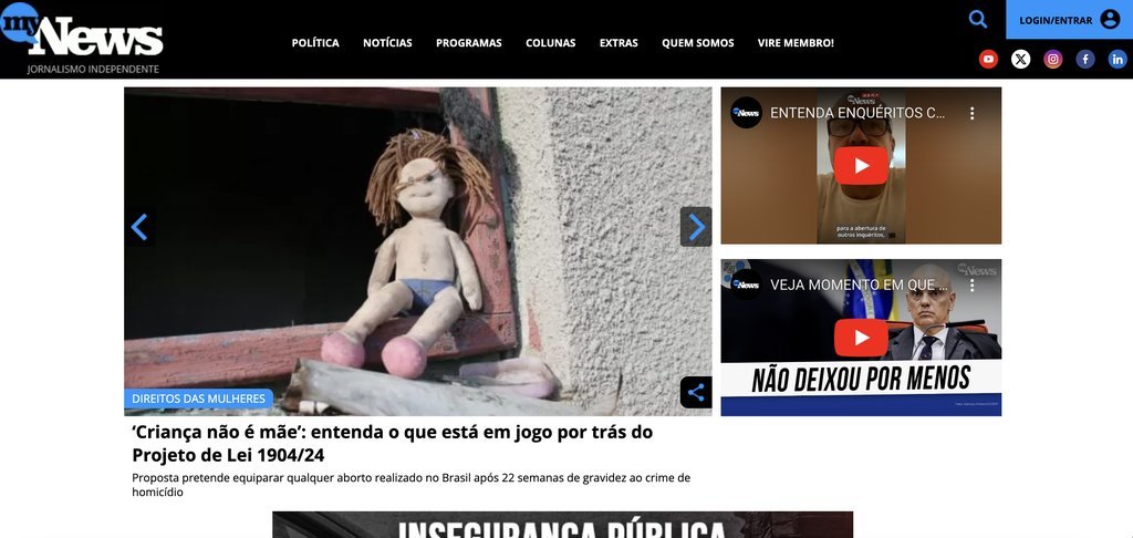 Screenshot of the Canal MyNews website