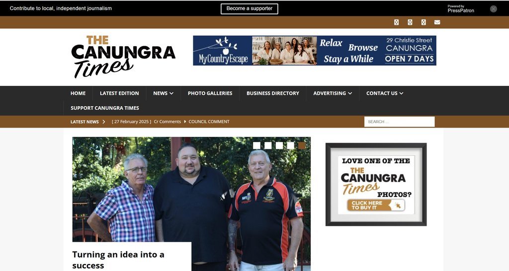 Screenshot of the Canungra Times website