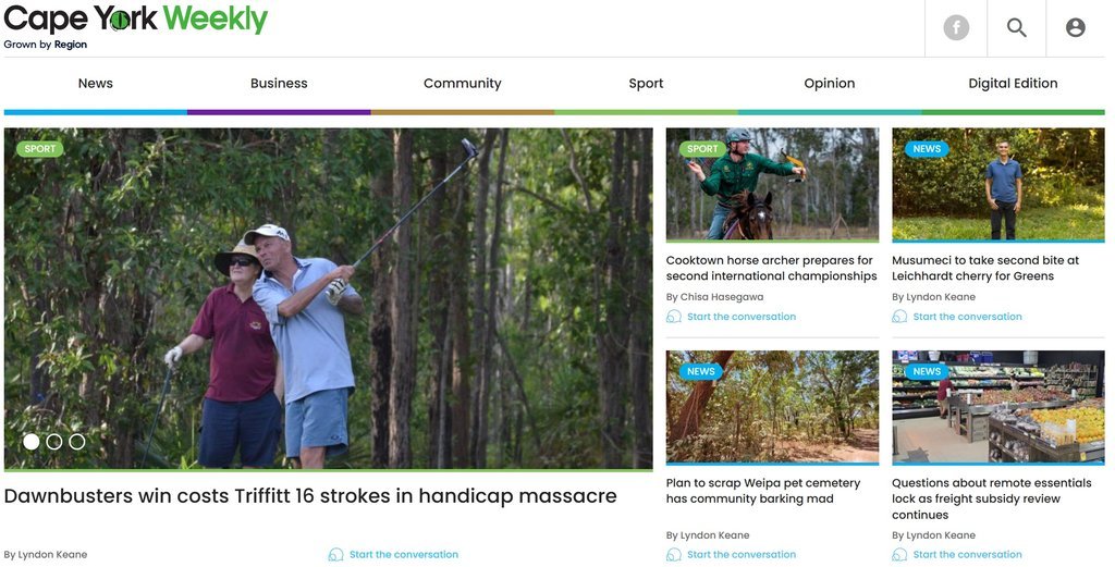 Screenshot of the Cape York Weekly website