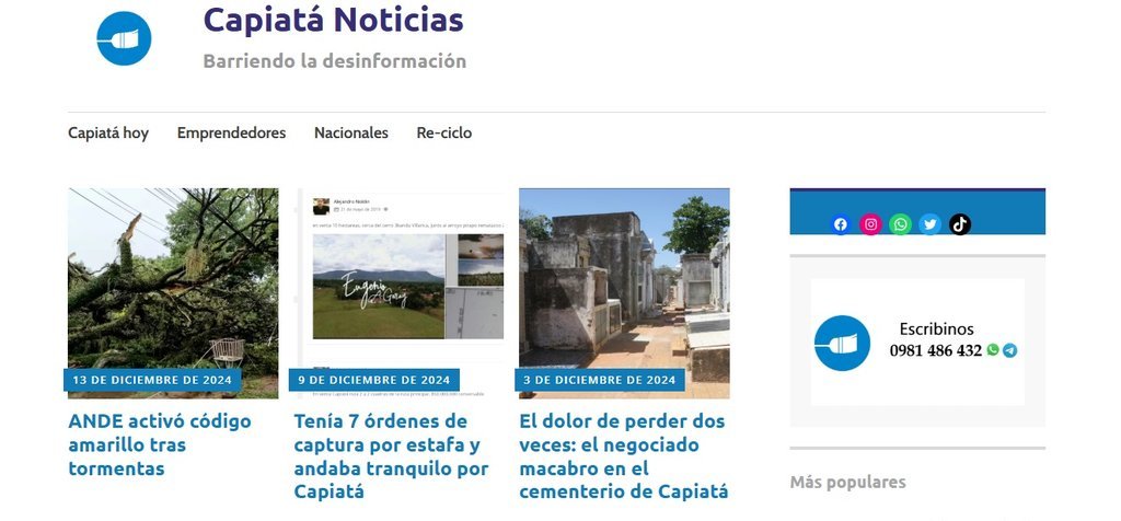 Screenshot of the Capiata Noticias website