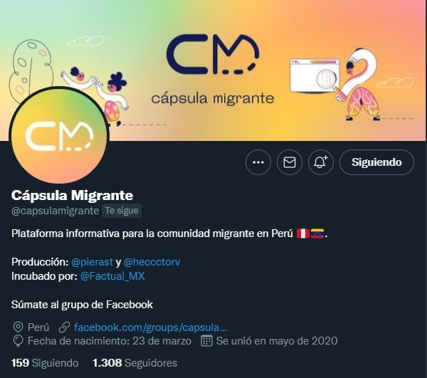 Screenshot of the Capsula Migrante website