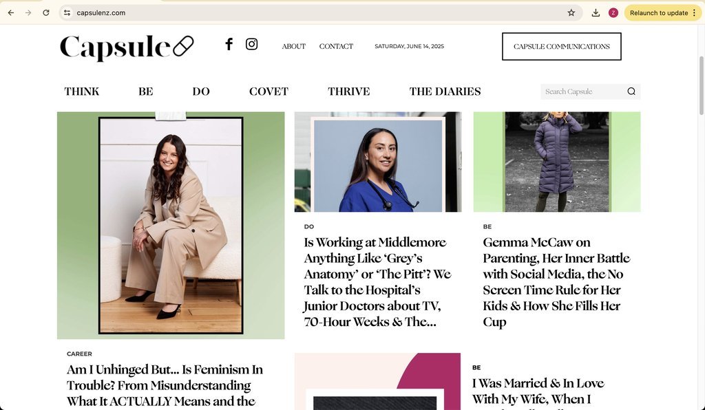 Screenshot of the Capsule website