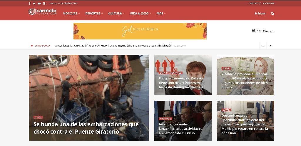 Screenshot of the Carmelo Portal website
