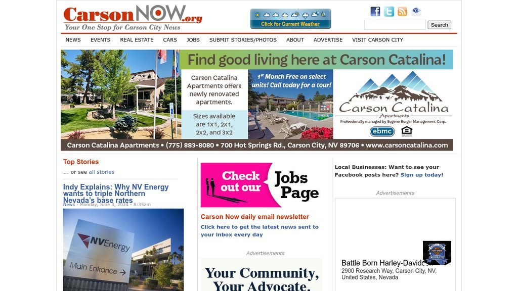 Screenshot of the Carson Now website