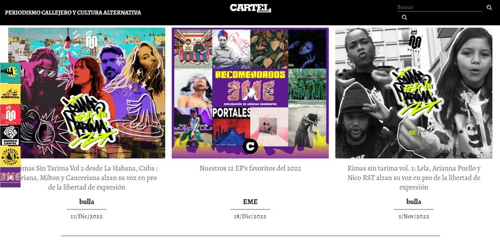 Screenshot of the Cartel Urbano website