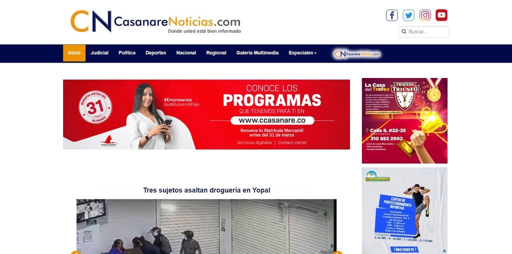 Screenshot of the Casanare Noticias website