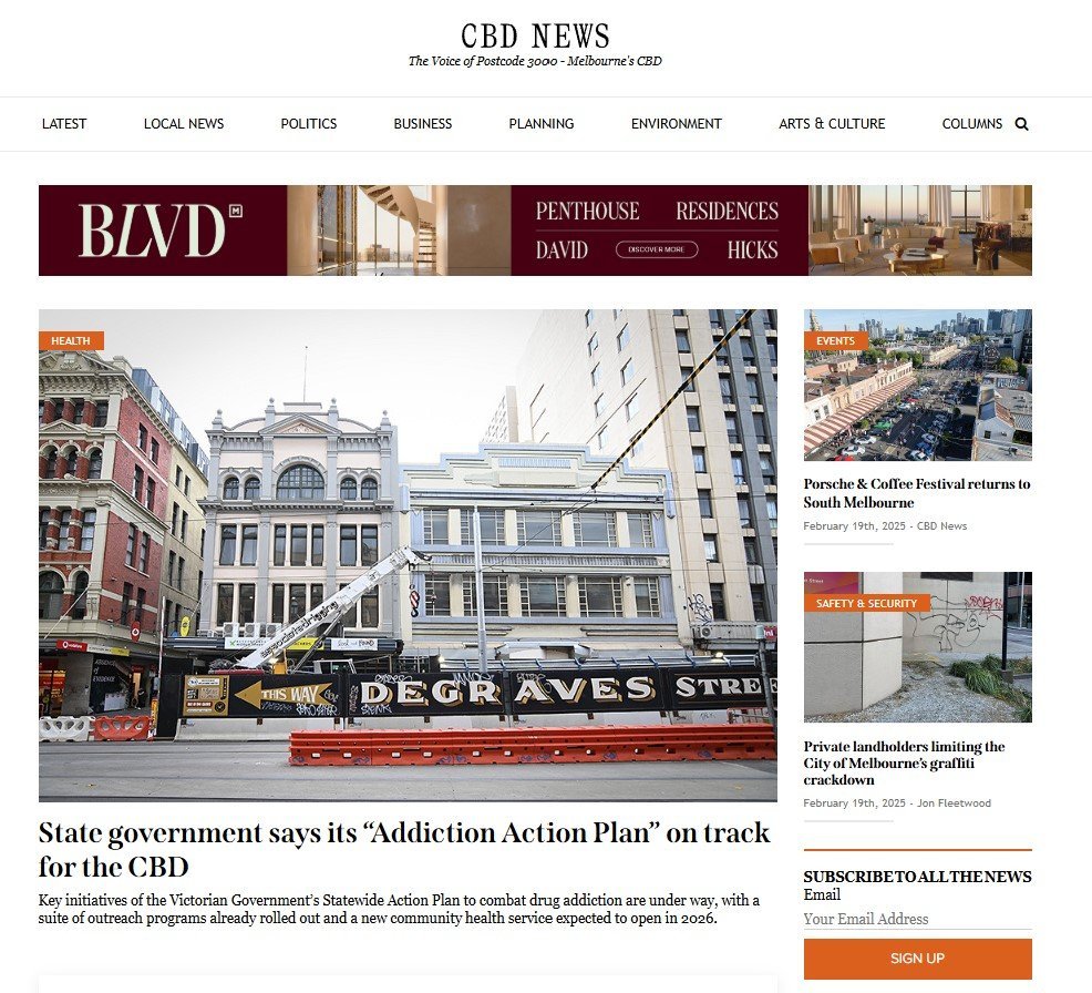 Screenshot of the CBD News website