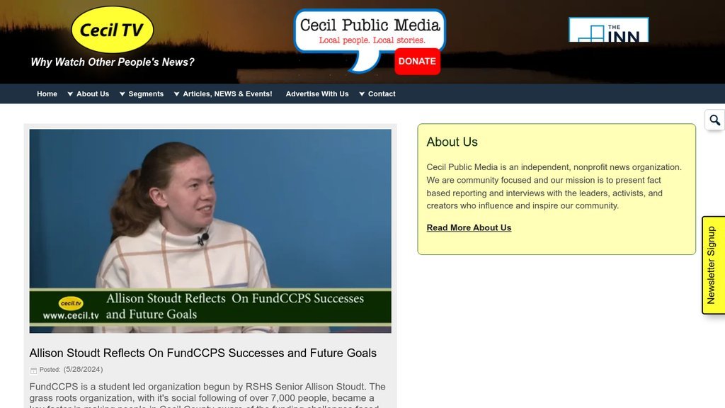 Screenshot of the Cecil Public Media website