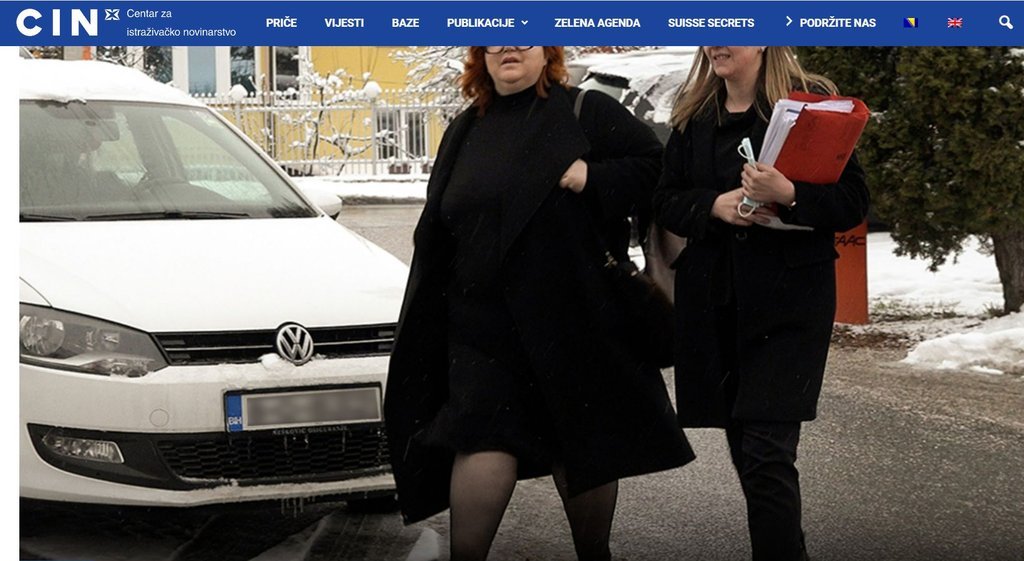 Screenshot of the Centar za istraživačko novinarstvo (CIN) website